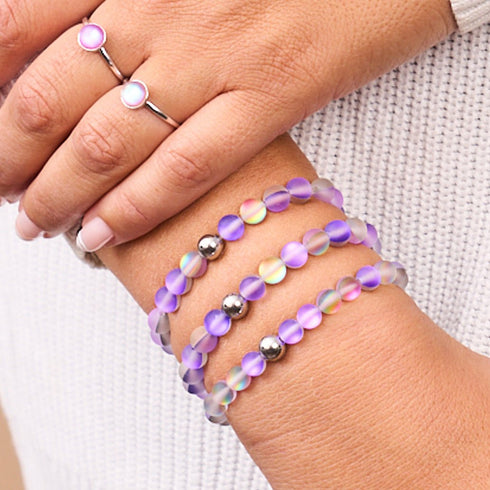 Orchid Fire | Silver | Mermaid Glass Bead Bracelet